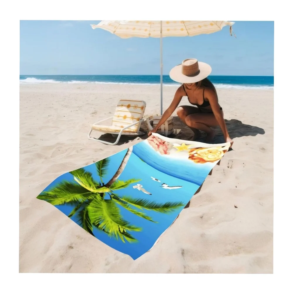 Tropical Oversizex Beach Towel with Palm Tree Design. NWT. 55